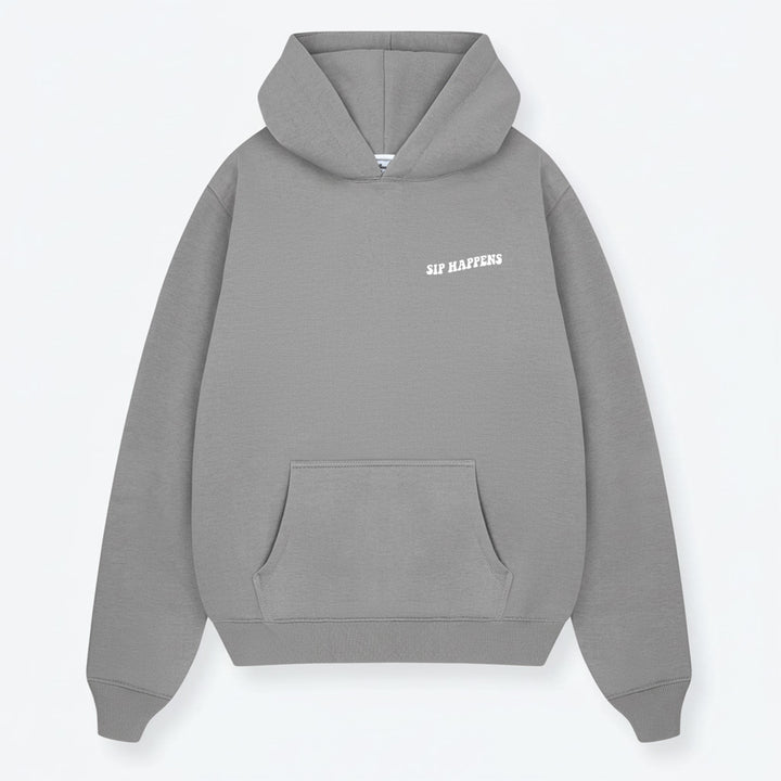 Backprint Hoodie SIP HAPPENS grau