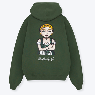 Grantlerin Backprint Hoodie long grün
