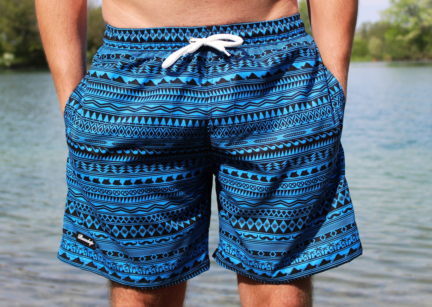 Azteken Badehose blau