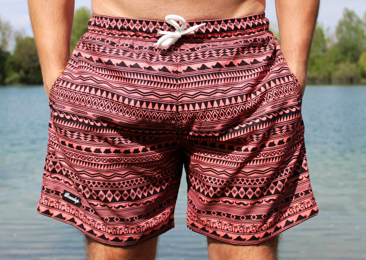 Azteken Badehose coral
