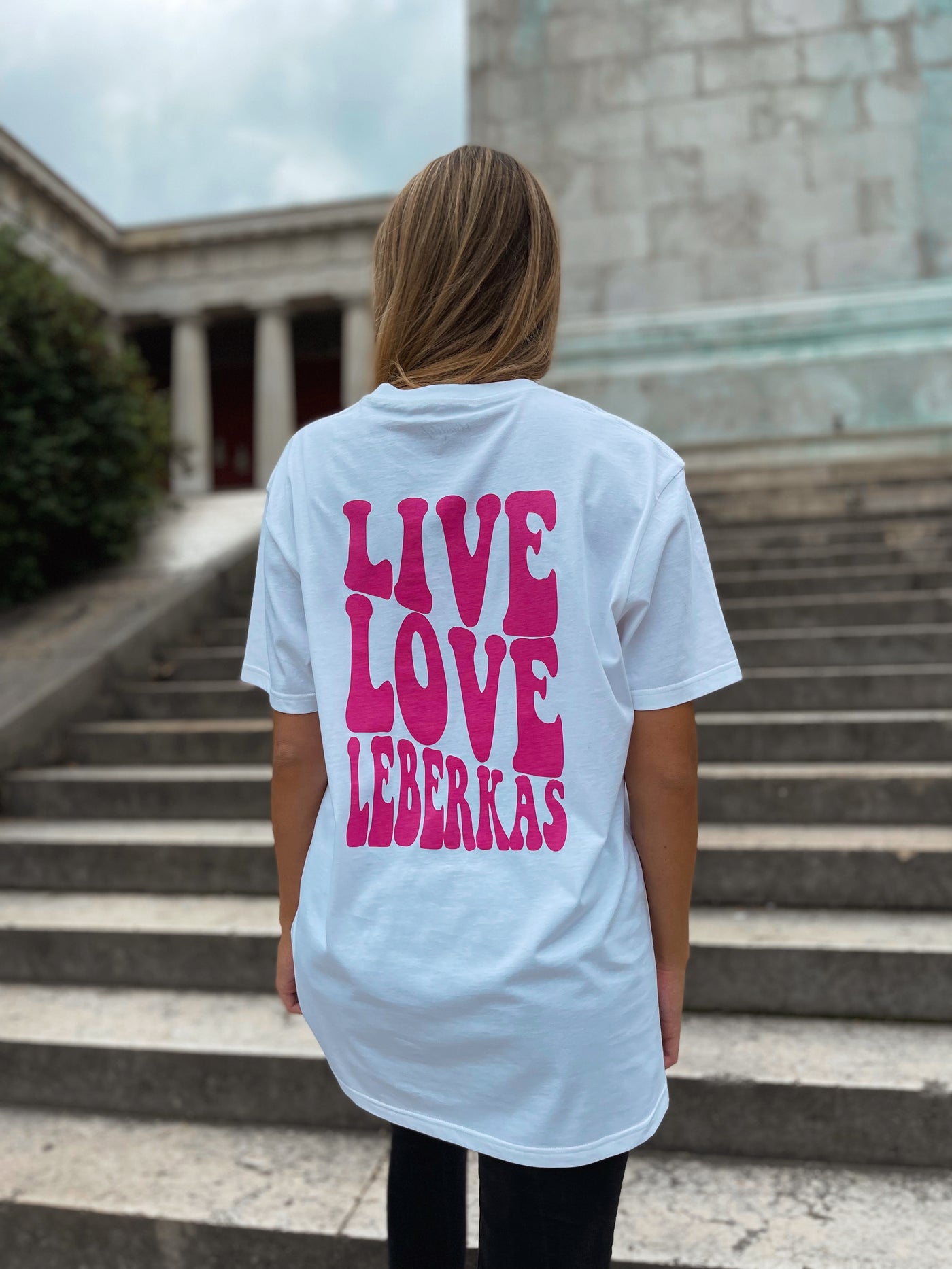 Unisex T-Shirt LIVE LOVE LEBERKAS weiß