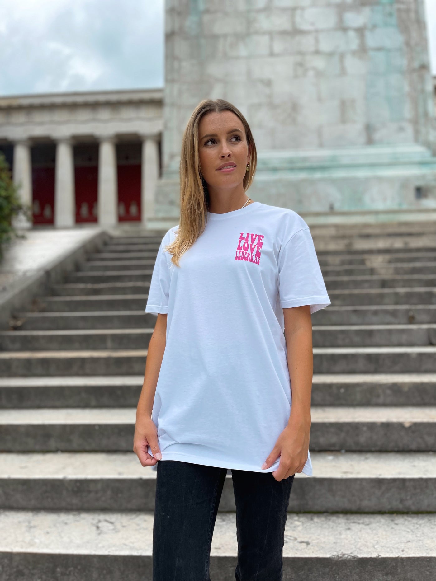 Unisex T-Shirt LIVE LOVE LEBERKAS weiß