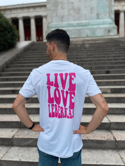 Unisex T-Shirt LIVE LOVE LEBERKAS weiß